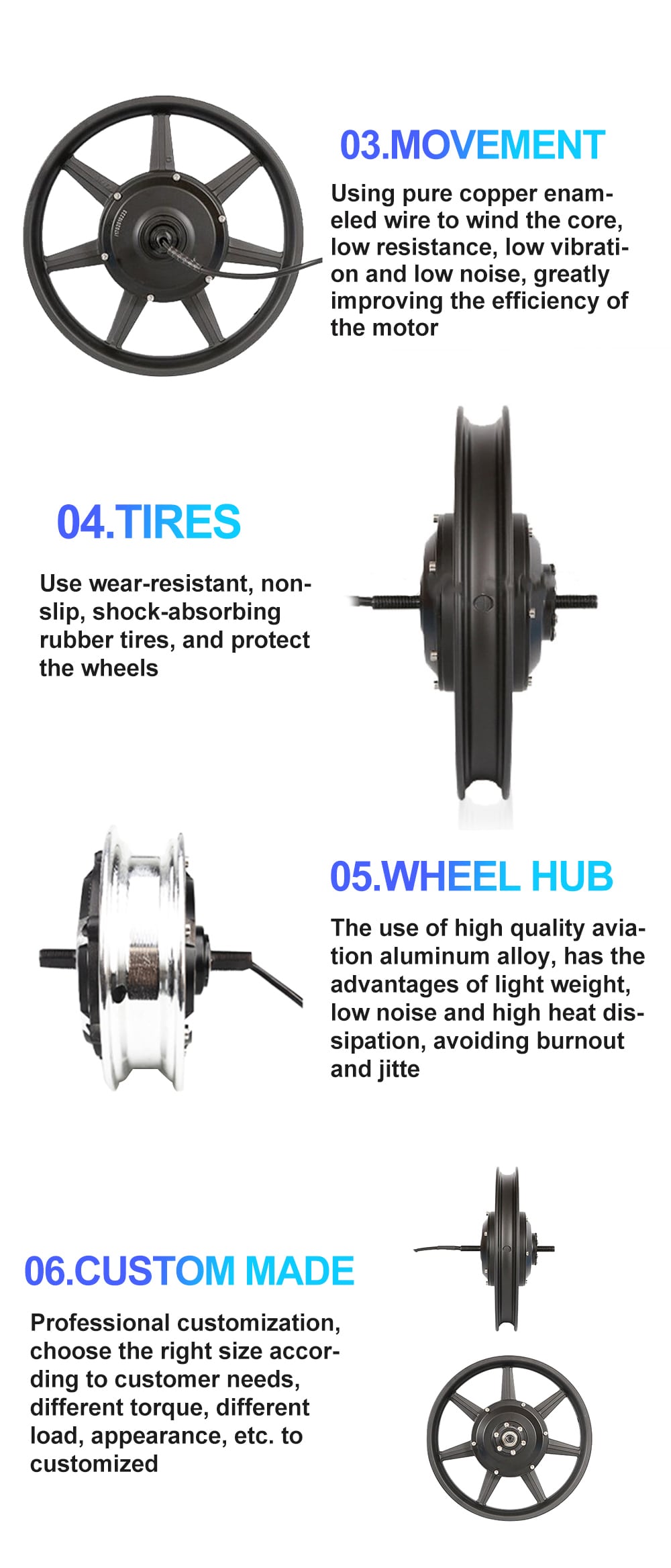 14 inch gearless hub motor details