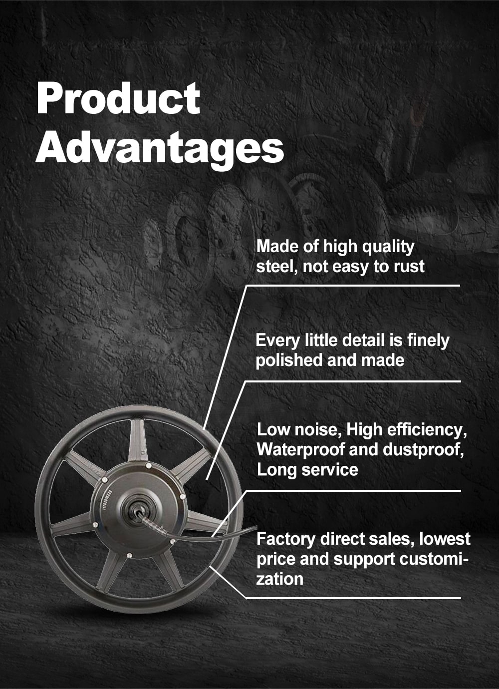 14 inch gearless hub motor advantages