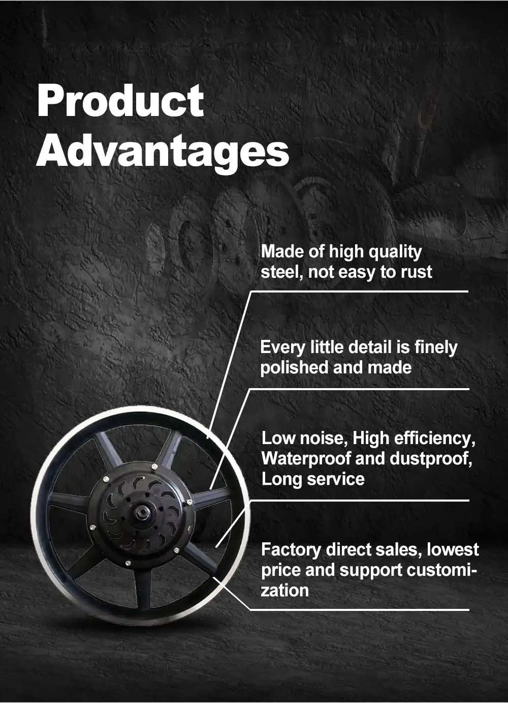 14 inch gearless hub motor advantages