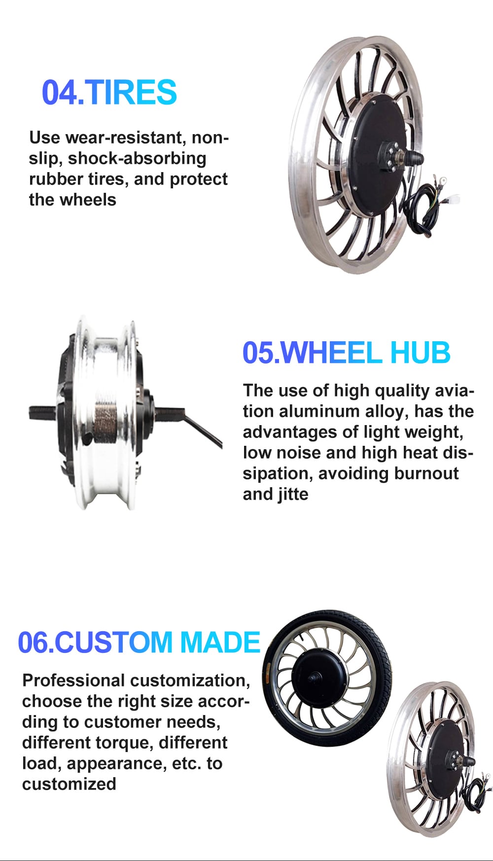20 inch integral hub motor details