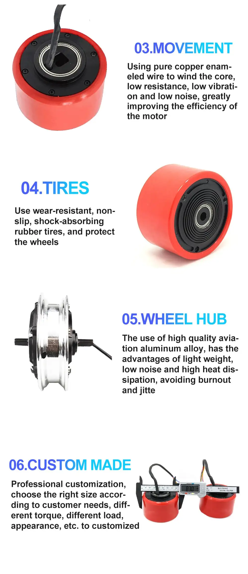 3 inch gearless hub motor details