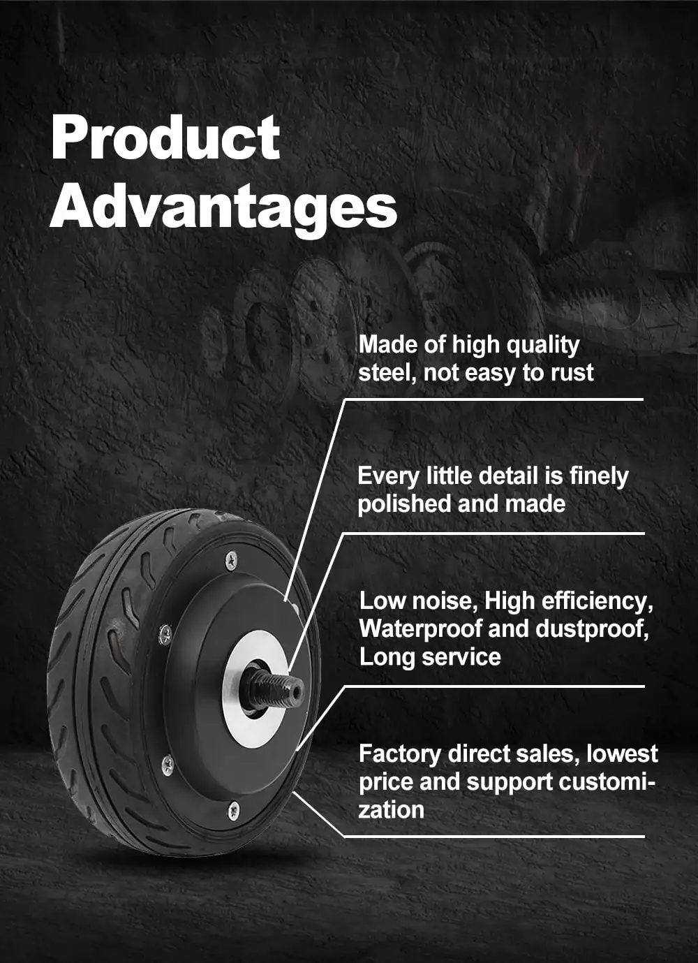 5 inch gearless hub motor advantages 