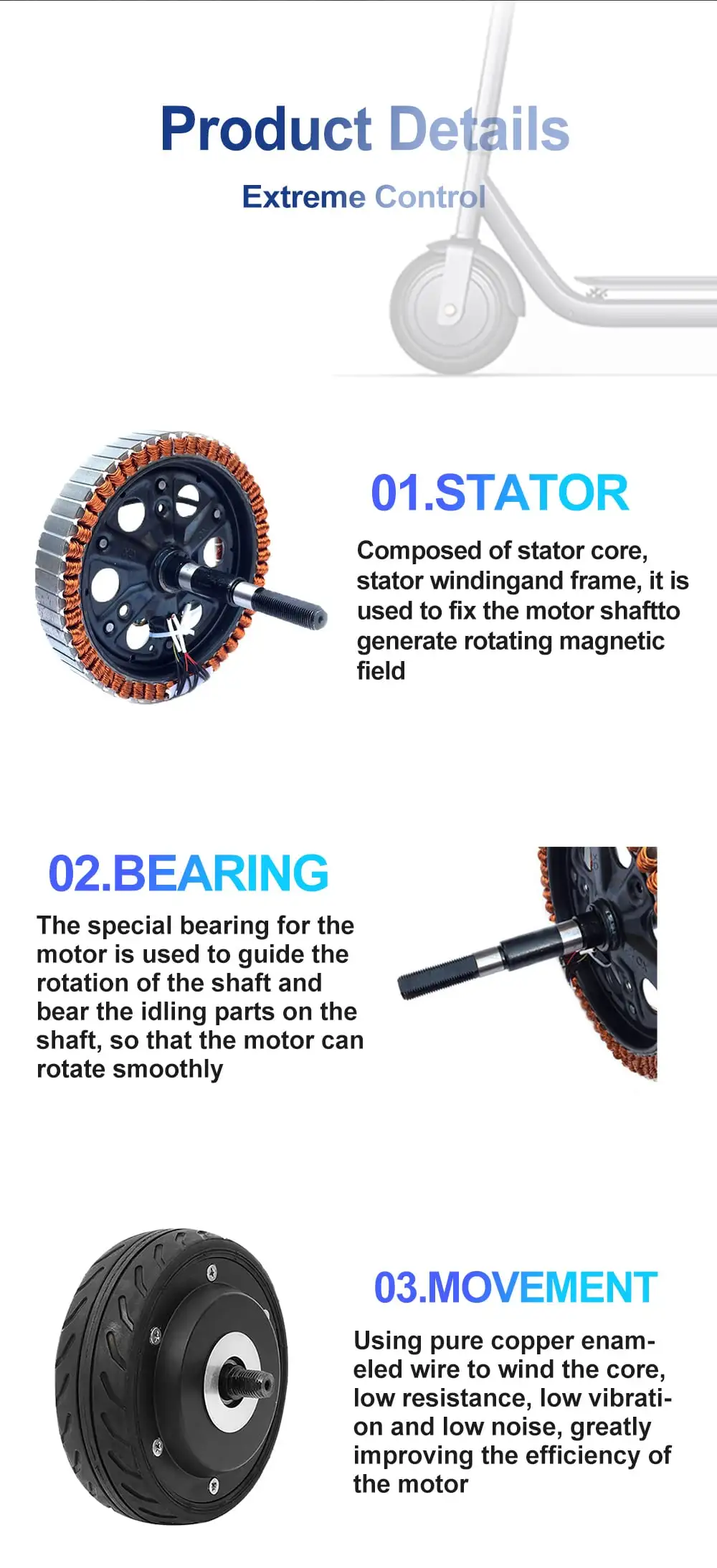 5 inch gearless hub motor details