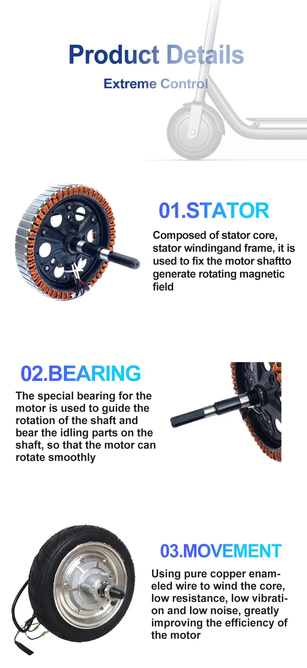 9 inch gearless hub motor details
