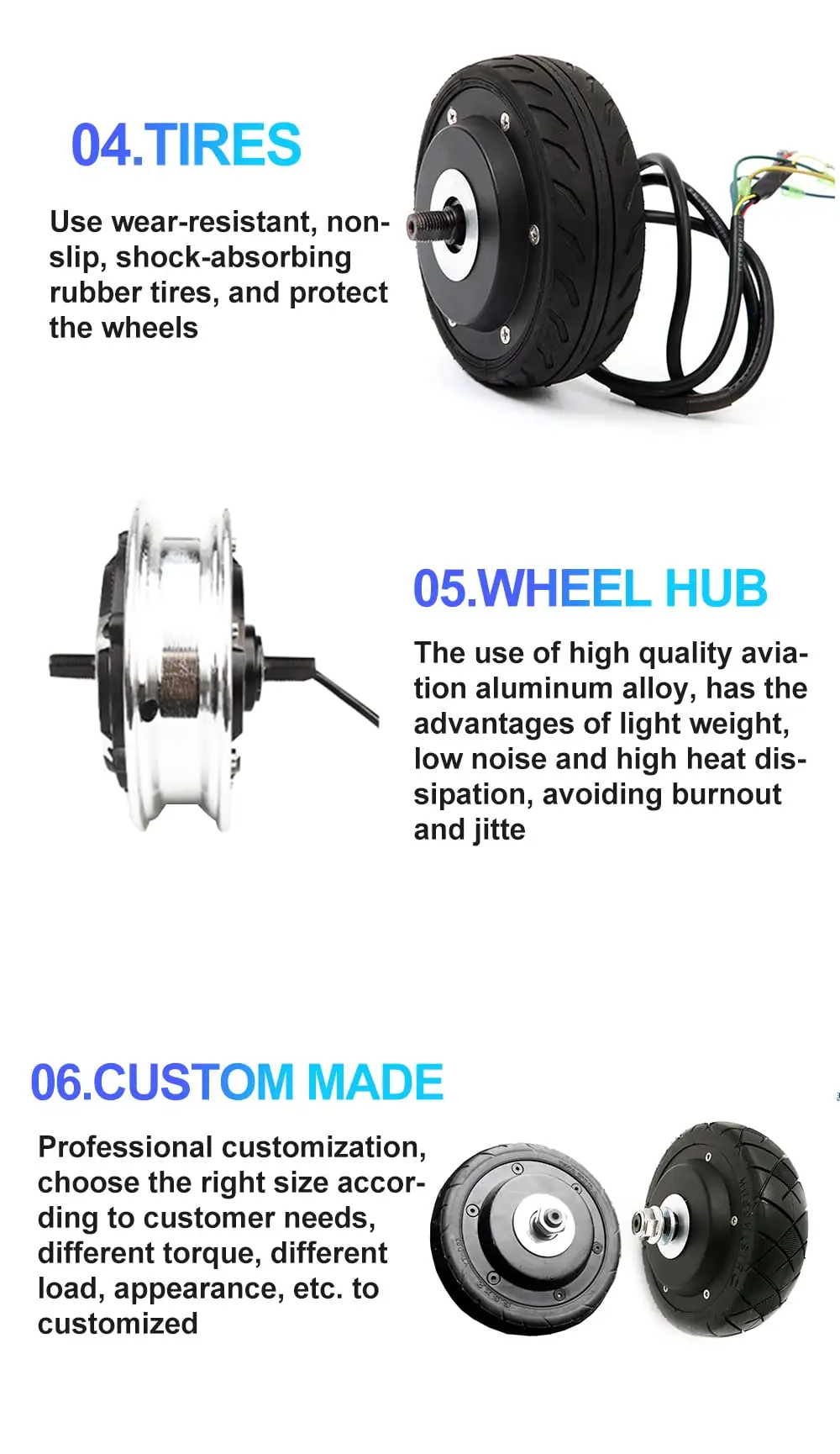 5 inch gearless hub motor details