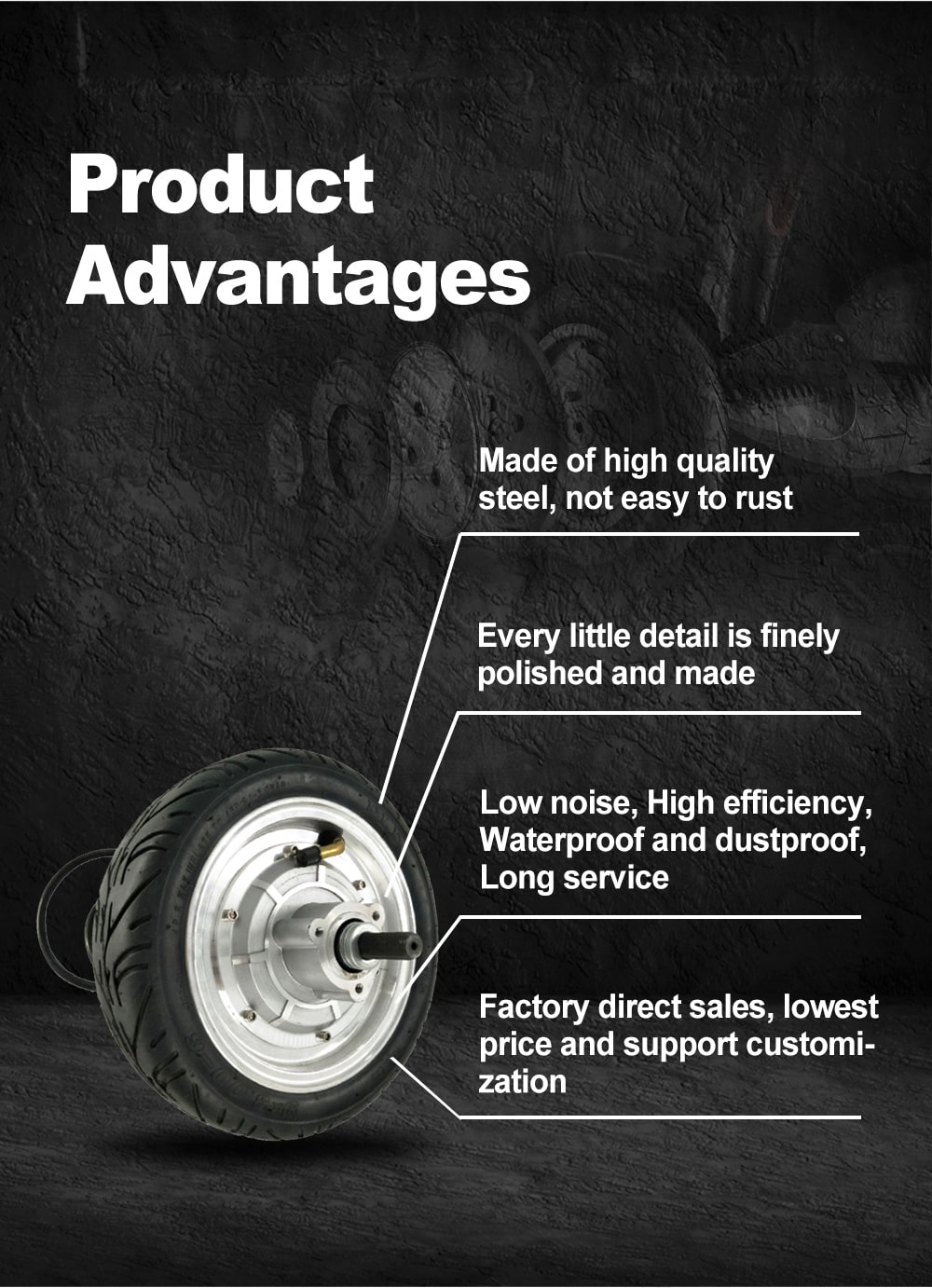 9 inch gearless hub motor advantages