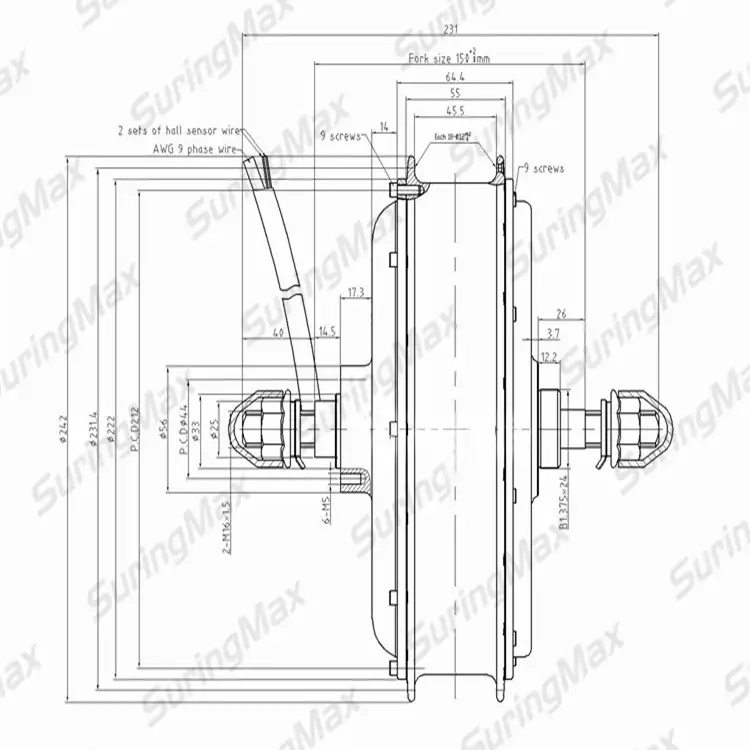 19inch 72v 5000w brushless rear hub motor