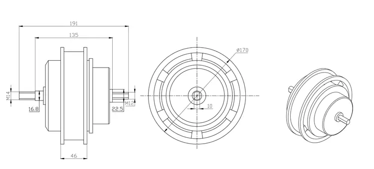 350-1600W 36-48V 10 inch Electric Scooter Brushless Hub Motor