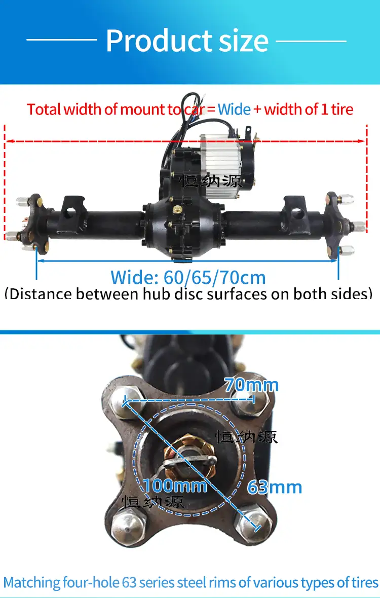 48V 800 1200W Brushless Motor Rear Axle w Brake for Trolle AshTruck