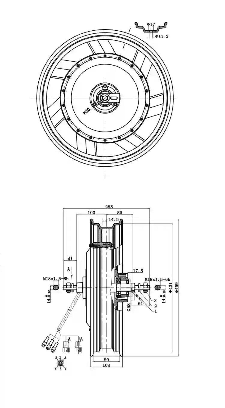 5000W 60V 17 inch Electric Motorcycle Hub Motor