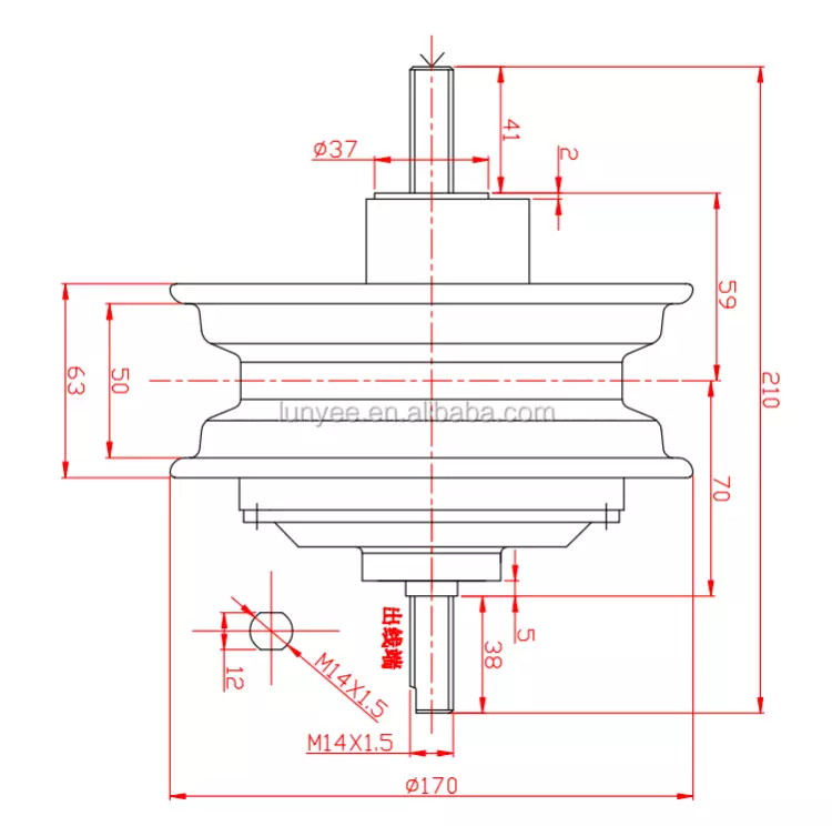 500W 36V 14 Inch BLDC Geared Hub Motor