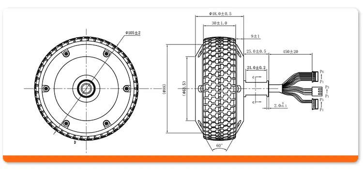 BL10548HI 12V 24V DC Electric Wheel Hub Motor
