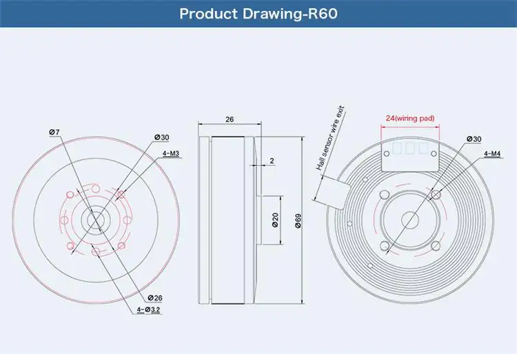 Custom 24V48V 1000W BLDC motor 4000rpm