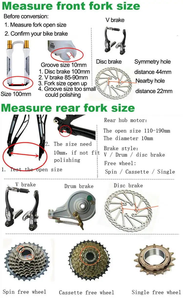 Rear Geared Hub Motor for E Bikes 250W 2000W 36V 48V