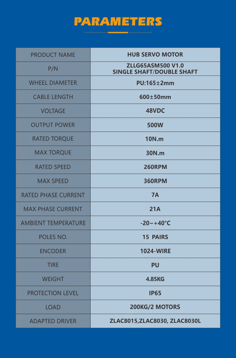 6.5inch 48V 500W 260 RPM hub motor with 10 Nm torque and 200kg load capacity